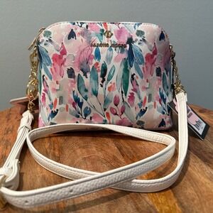Nannette Lepore Winter Watercolor Crossbody Bag‎ With Bonus Keychain Mirror
